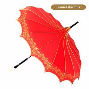 Red & Gold Parasol Style Umbrella by Nola Fabiola (Factory Second)